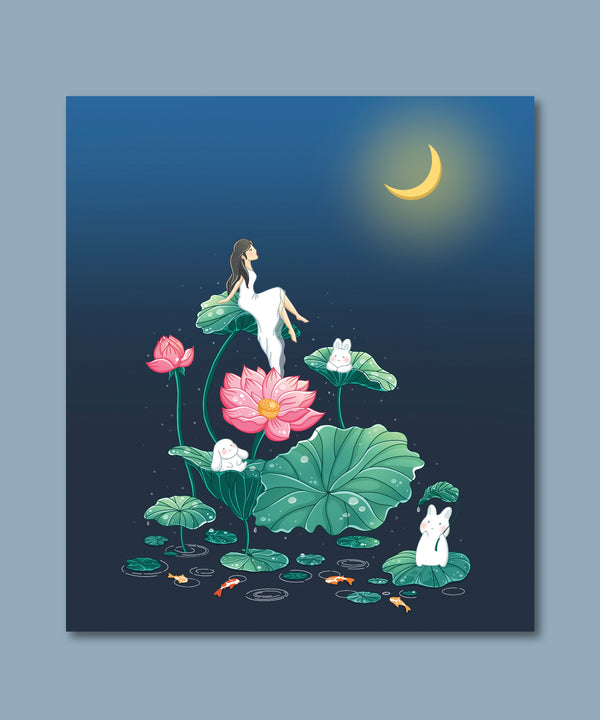 Moon Gazing Illustration Print