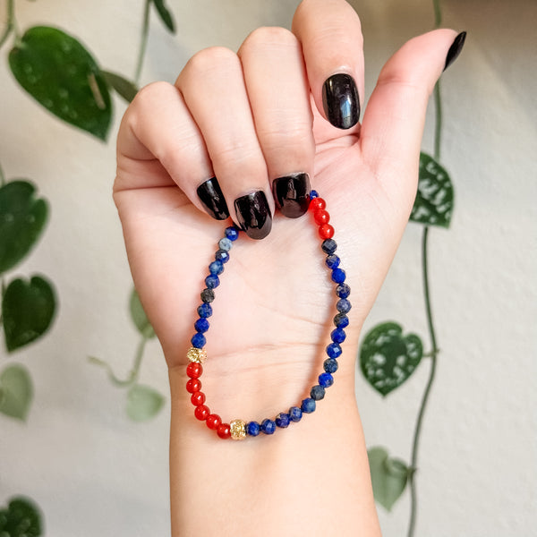 Natural Lapis Lazuli | Red Agate Bracelet