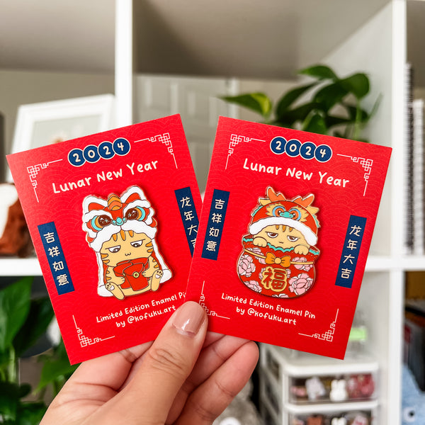Lunar New Year Taro the Cat Enamel Pins