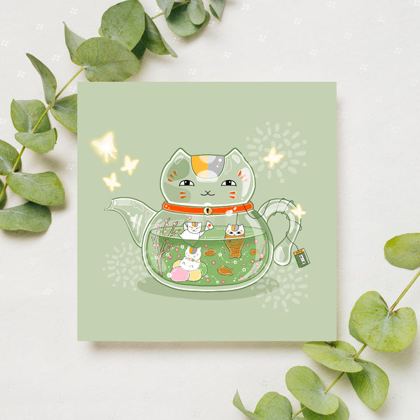 Nyanko Sensei Teapot Art Print