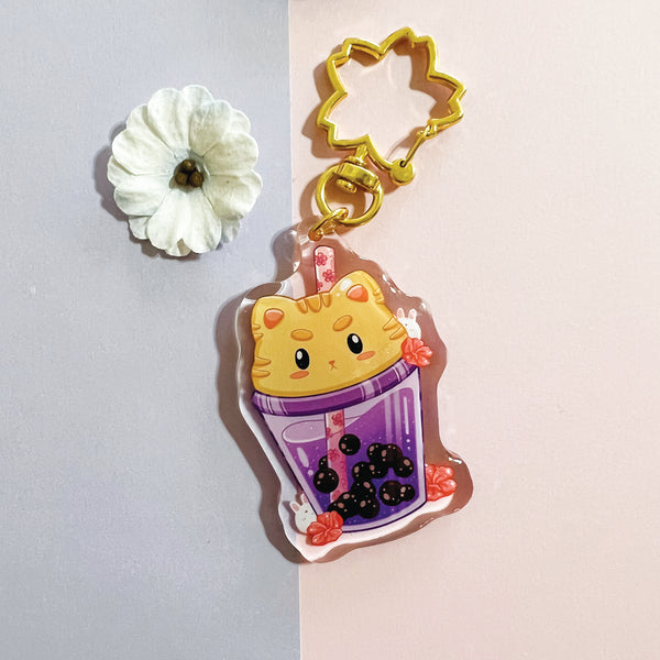 Taro Boba Keychain