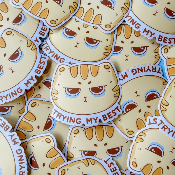 Cute Cat Vinyl Sticker Trying My Best