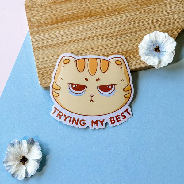 Cute Cat Vinyl Sticker Trying My Best