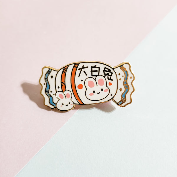 White Rabbit Candy Enamel Pin