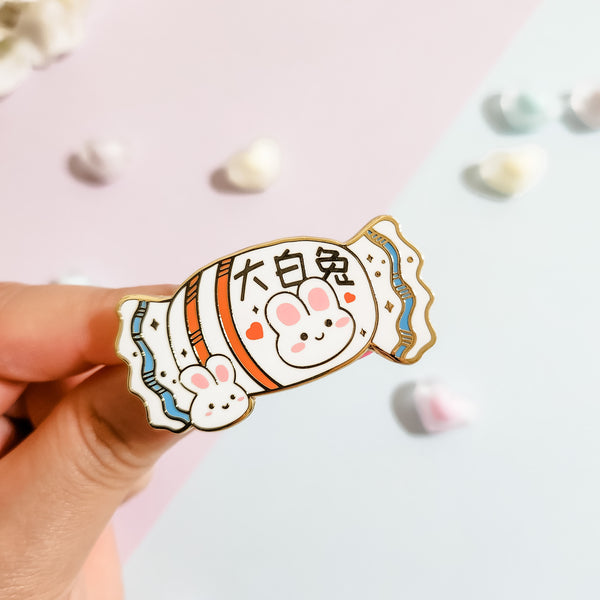 White Rabbit Candy Enamel Pin