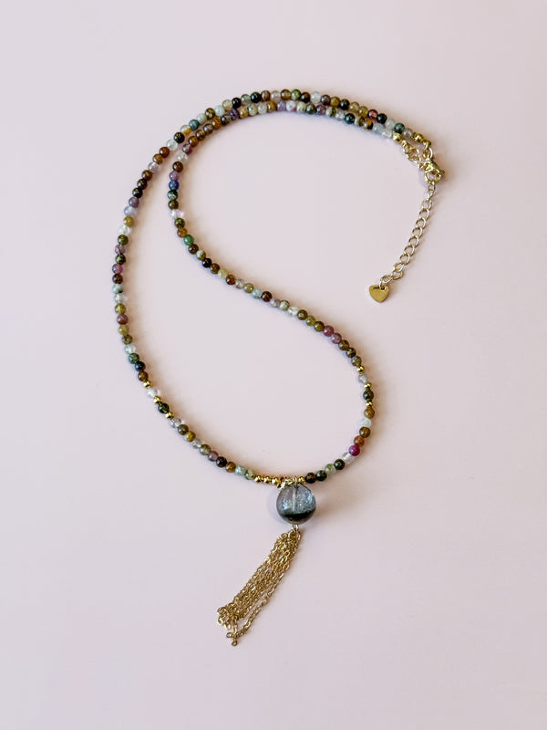 Enchanted Garden - Multicolored Agate & Green Phantom Quartz Necklace