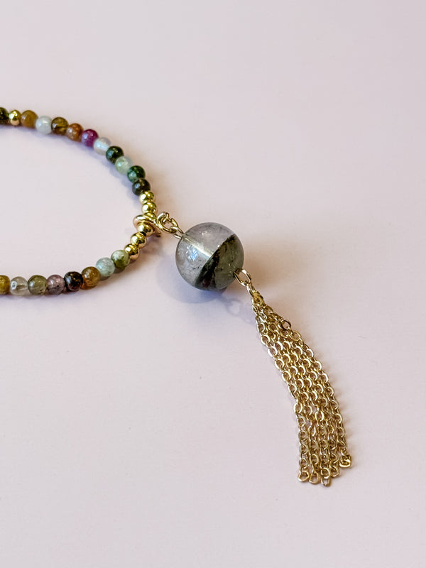 Enchanted Garden - Multicolored Agate & Green Phantom Quartz Necklace