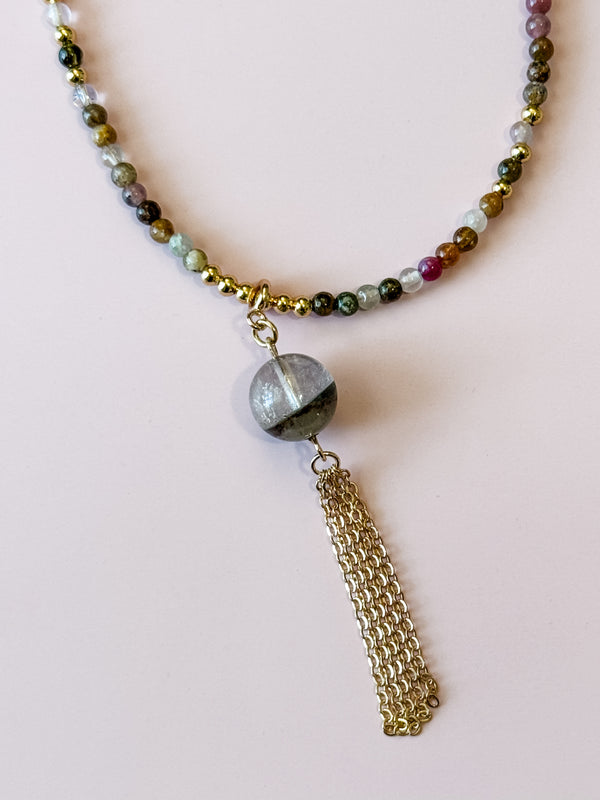 Enchanted Garden - Multicolored Agate & Green Phantom Quartz Necklace