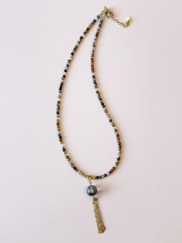 Enchanted Garden - Multicolored Agate & Green Phantom Quartz Necklace