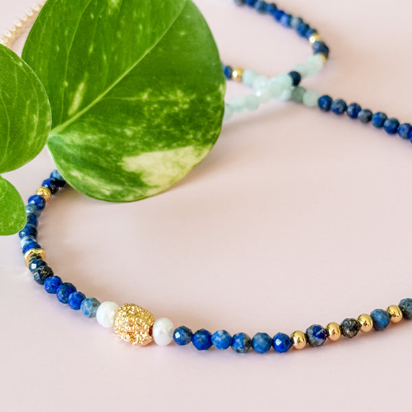 The Blue Hour - Lapis, Amazonite & Freshwater Pearl Necklace