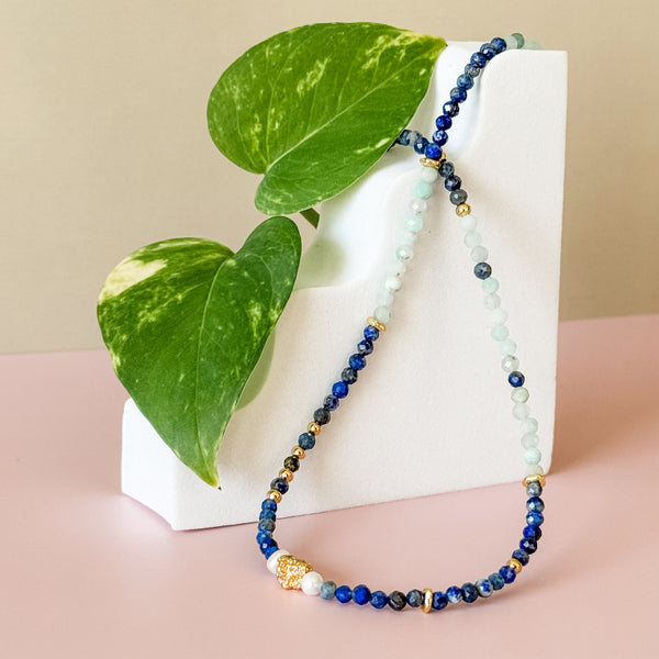 The Blue Hour - Lapis, Amazonite & Freshwater Pearl Necklace