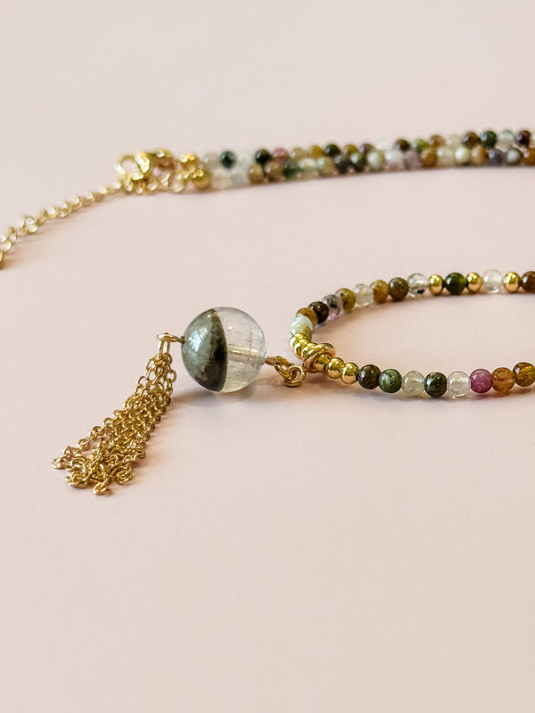 Enchanted Garden - Multicolored Agate & Green Phantom Quartz Necklace