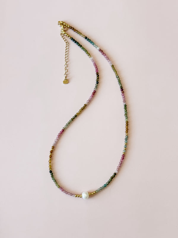 Secret Garden - Multicolored Tourmaline & Freshwater Pearl Necklace