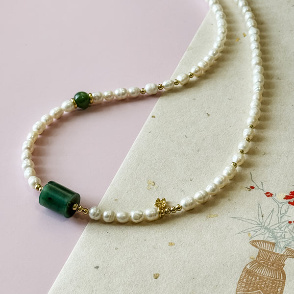Nephrite Jade & Freshwater Pearl Necklace