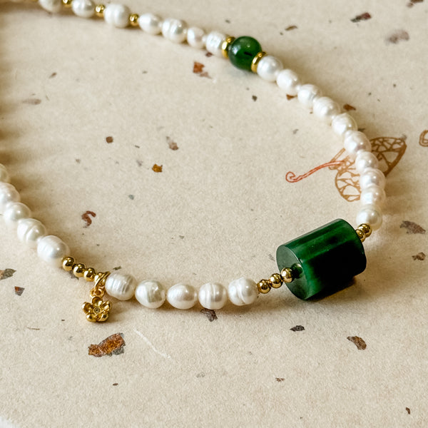 Nephrite Jade & Freshwater Pearl Necklace