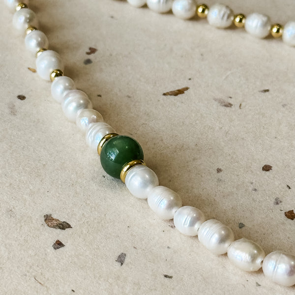 Nephrite Jade & Freshwater Pearl Necklace