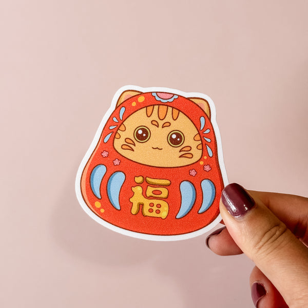 Lucky Daruma Sand Glitter Frosted Sticker