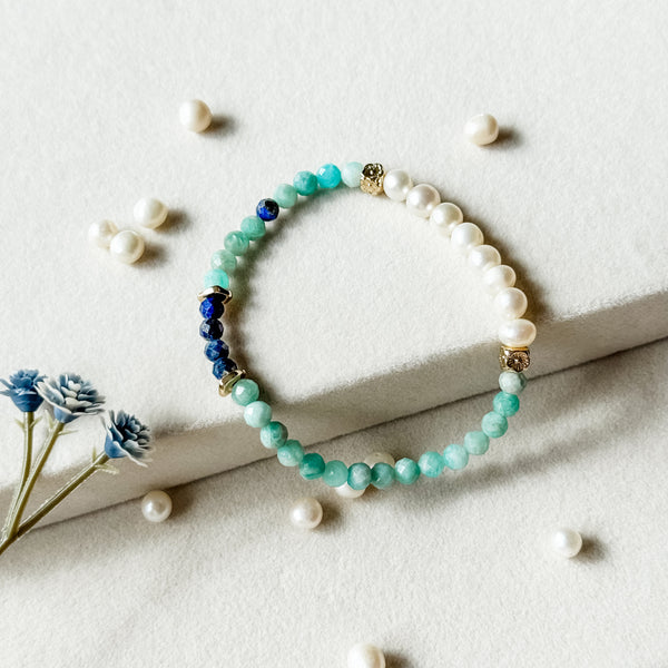 Qing Lan | 青岚 | Amazonite | Lapis Lazuli | Freshwater Pearls Bracelet