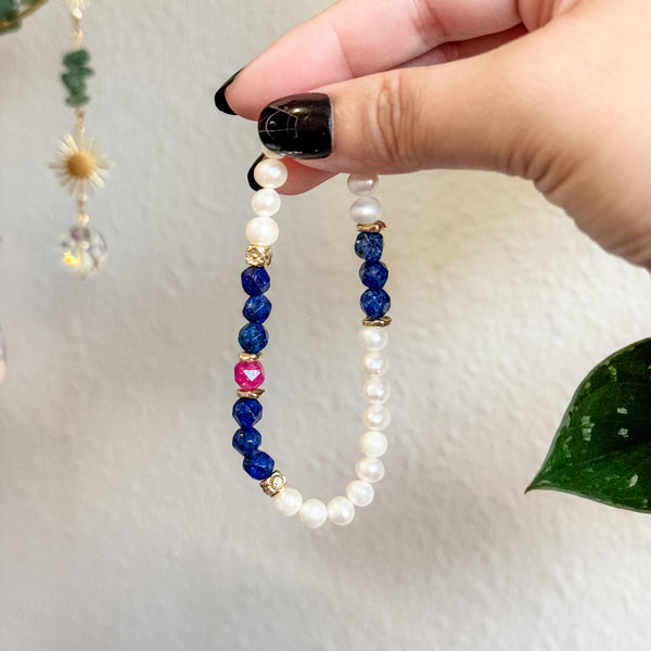 Xue Lan | 雪蓝 | Lapis Lazuli | Tourmaline | Freshwater Pearls Bracelet