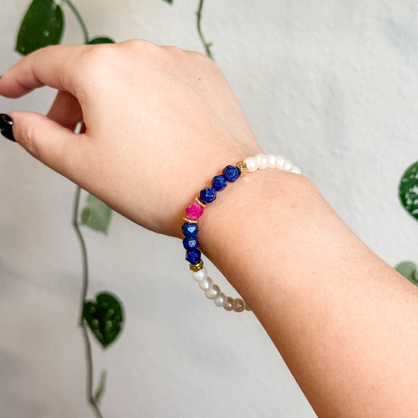 Xue Lan | 雪蓝 | Lapis Lazuli | Tourmaline | Freshwater Pearls Bracelet