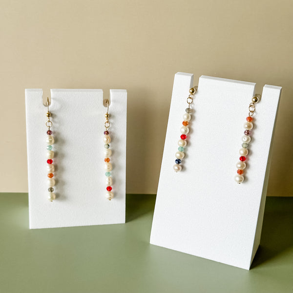 Faceted Agate Pearl Dangle Earrings