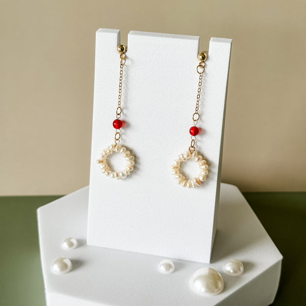 Pearl Agate Dangle Earrings