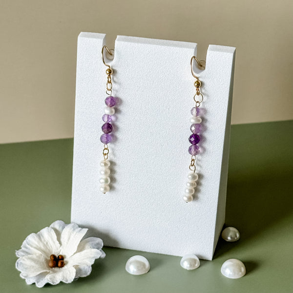 Amethyst Pearl Dangle Earrings