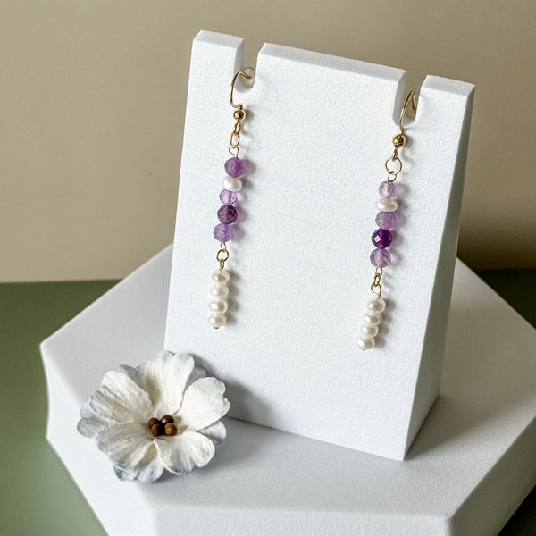 Amethyst Pearl Dangle Earrings