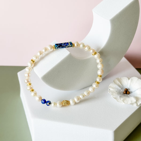 Pearl Lapis Bracelet