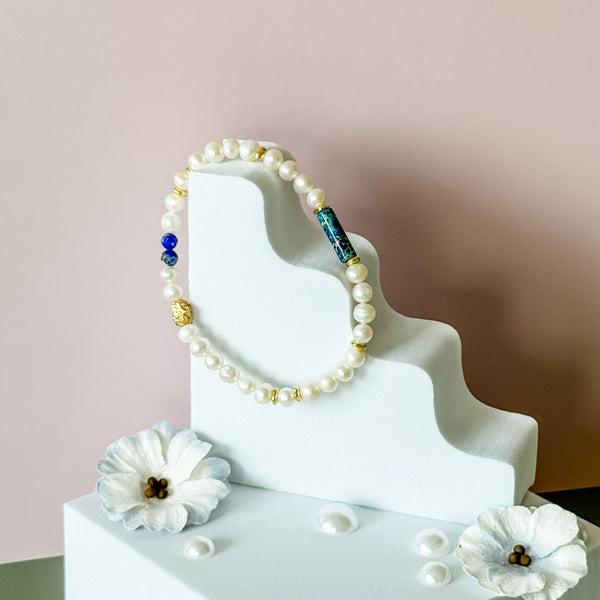 Pearl Lapis Bracelet