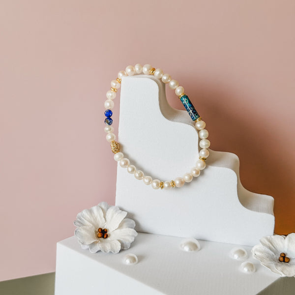 Pearl Lapis Bracelet