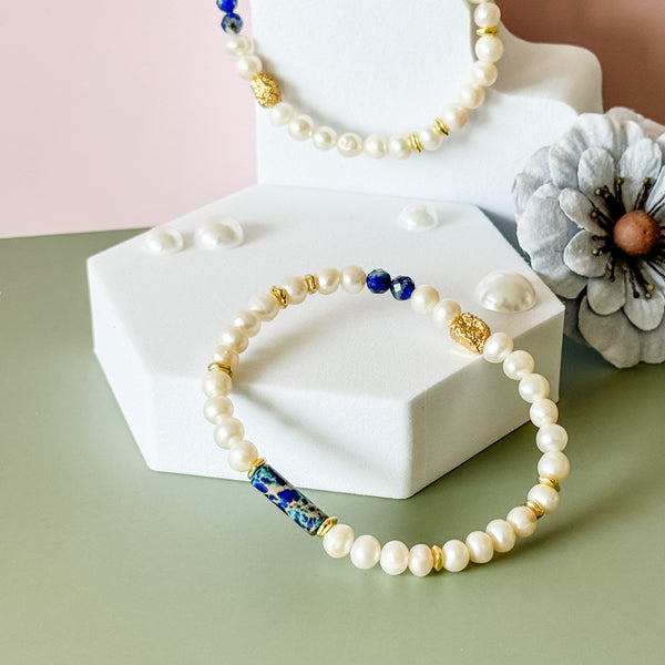 Pearl Lapis Bracelet
