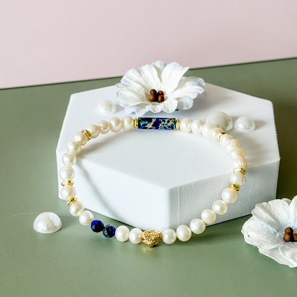 Pearl Lapis Bracelet