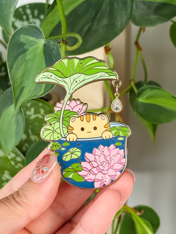 Lily Taro Enamel Pin with Crystal Drop
