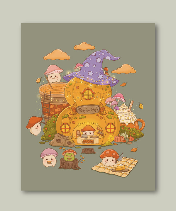 Pumpkin Cafe Illustration Print