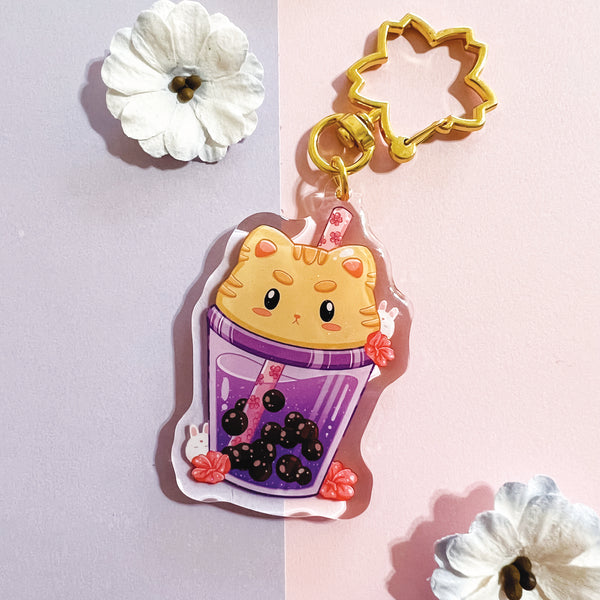 Taro Boba Keychain